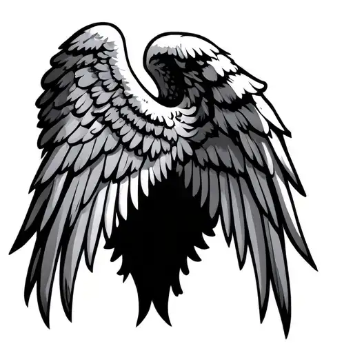 Patched Angel wings tattoo design idea