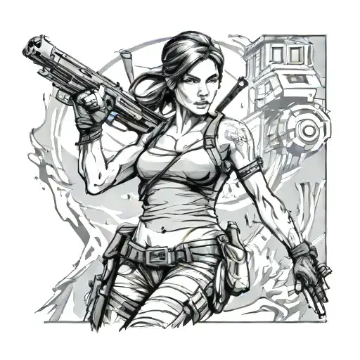 Lara Croft from video game tattoo design idea