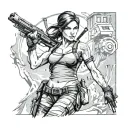 Lara Croft from video game tattoo design idea