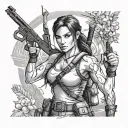 Lara Croft from video game tattoo design idea