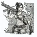 Lara Croft from video game tattoo design idea