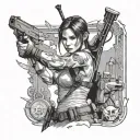 Lara Croft from video game tattoo design idea