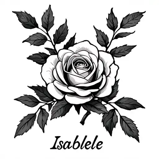 "Isabelle" olive branch with rose intertwined tattoo design idea