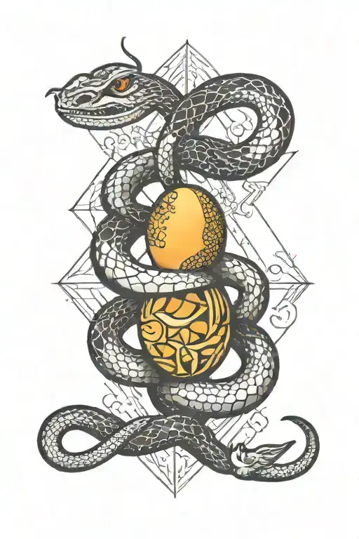 snake and egg geometric tattoo design idea