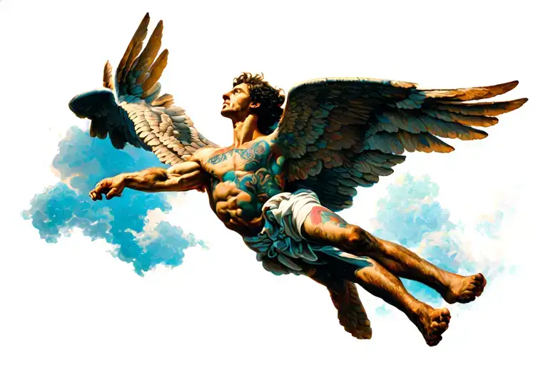 Icarus falling tattoo design idea