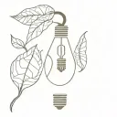 lightbulb and leaf tattoo design idea