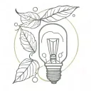 lightbulb and leaf tattoo design idea