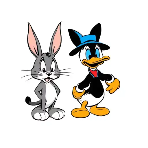 Bugs Bunny Daffy Duck, Tom and Jerry,Donald duck mafia style tattoo design idea