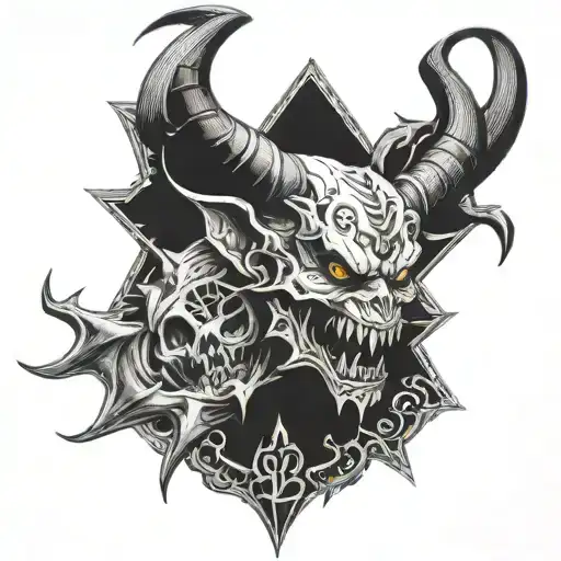 666 devil hell tattoo design idea