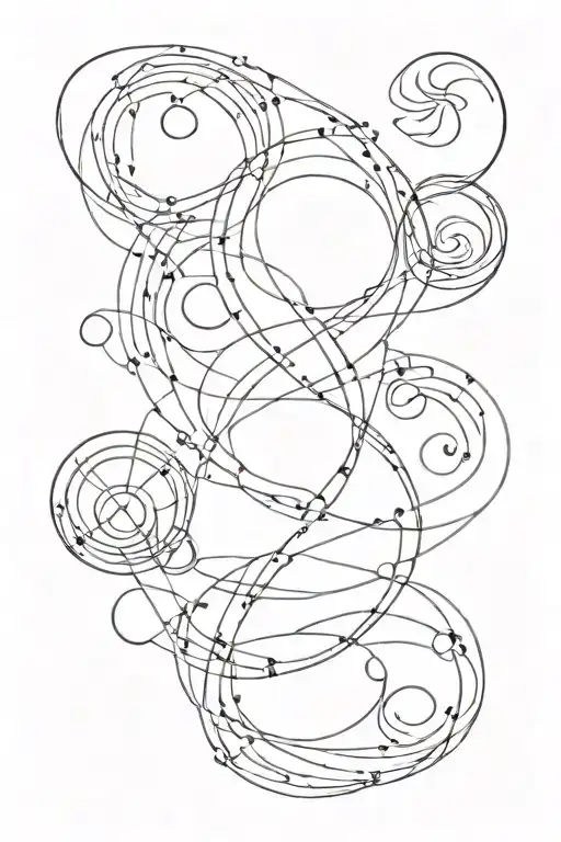 winding lines connecting various Symbols representing Love, Peace, Zen, Family, buddhism, freedom tattoo design idea