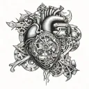 sciences, watches, anatomy heart tattoo design idea