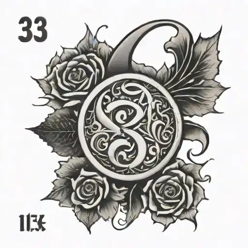 333 going straight down with symbol of life under the number for sternum tatto tattoo design idea