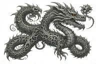 dragon skeleton coils tattoo design idea