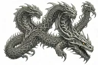 dragon skeleton coils tattoo design idea