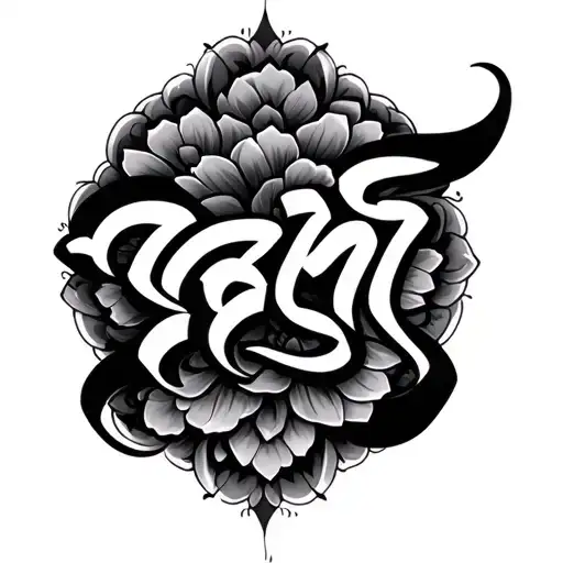 Hindi calligraphy combined tattoo design idea