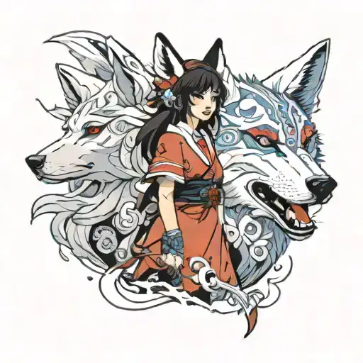 Princesse mononoke moviewith the wolf tattoo design idea