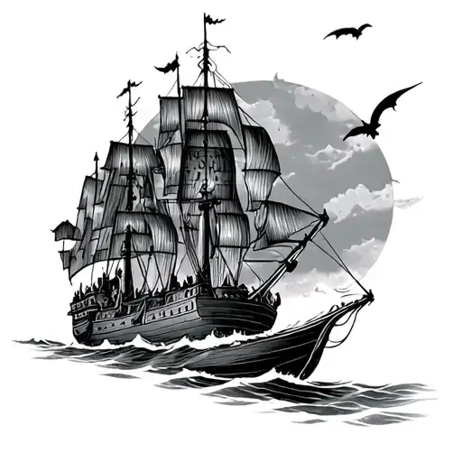 harry potter castle flitting with boat sailing towards and always stymble  tattoo design idea