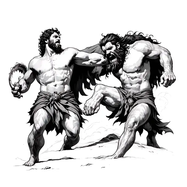 david vs goliath tattoo design idea