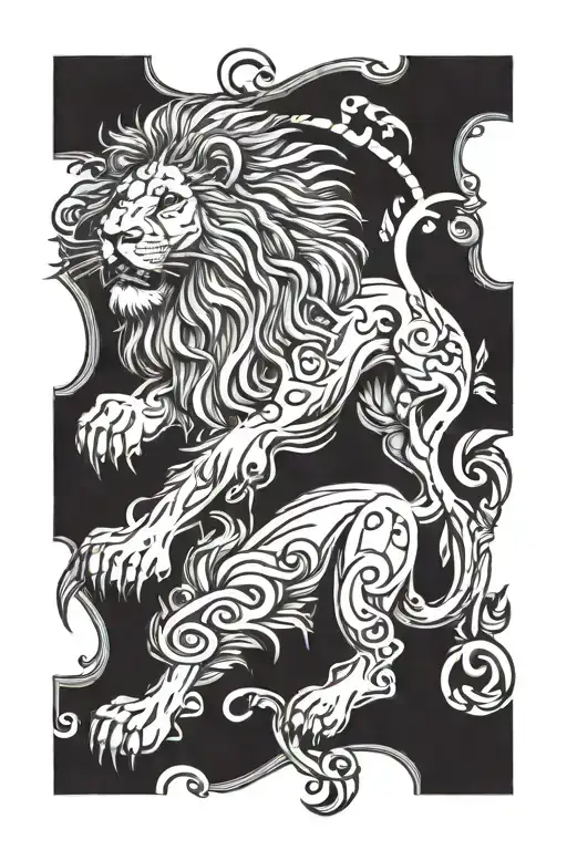 lion and cross with 11-12-23  tattoo design idea