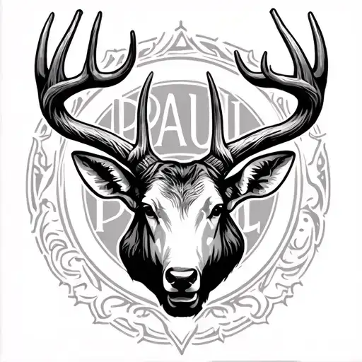 buck horns shaped to spell the name paul within the horned themselves without any writing or words tattoo design idea