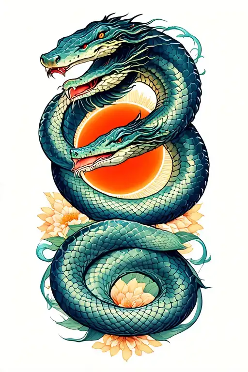 snake sublime sun half sleeve tattoo design idea