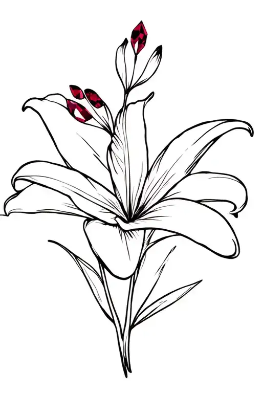 stargazer lily with garnet crystal tattoo design idea