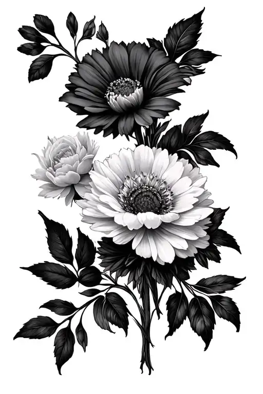 April, December, November and July Birth Flower spine tattoo design idea