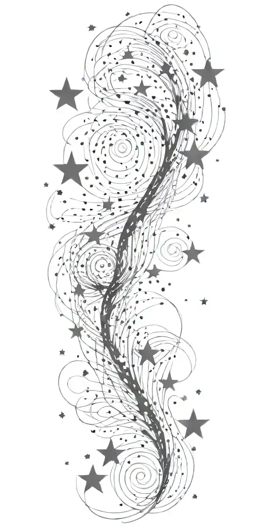 slutty sexy stars swooshing line galaxy  storm tattoo design idea