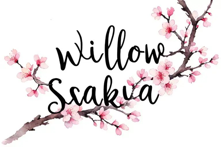 "Willow; Sakura " willow and sakura branch tattoo design idea