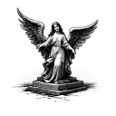 angel with tomb stone tattoo design idea
