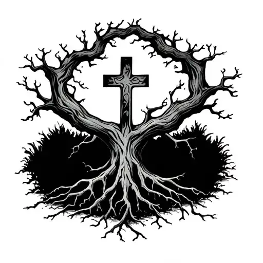 A Poison Tree with cross at the roots  tattoo design idea