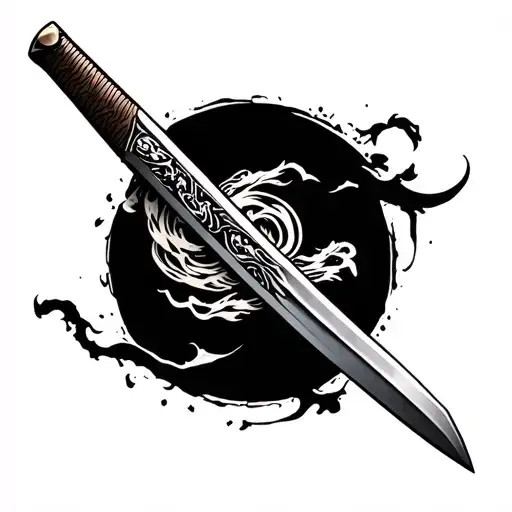 chinese sword tattoo design idea