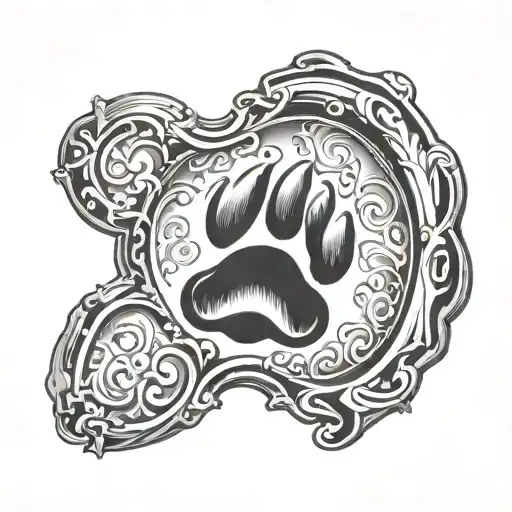 A dog paw print morphing into a keyhole, symbolizing the importance of home and new beginnings tattoo design idea