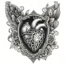 chest tatoo depresion anxiety overthinking and broken hearted tattoo design idea