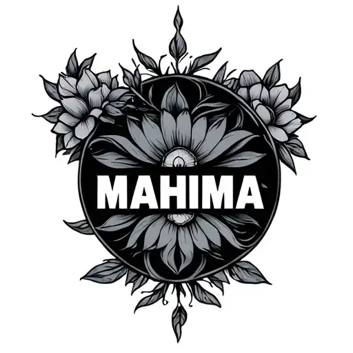 MAHIMA name written tattoo design idea