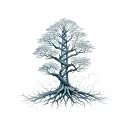 tree with DNA strand as trunk tattoo design idea