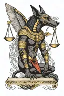 Anubis holding scale showing balance tattoo design idea