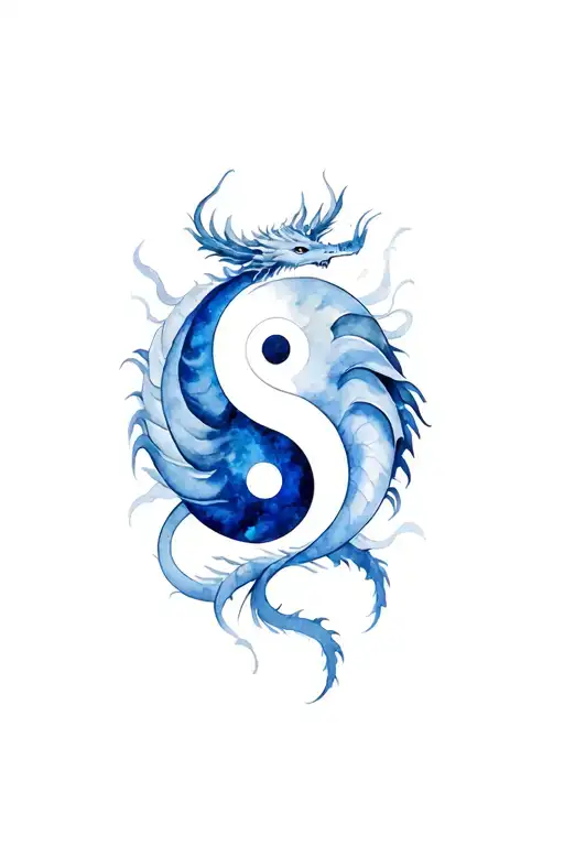 yin yang symbol surrounded dragon emerging wrapped around forearm  tattoo design idea
