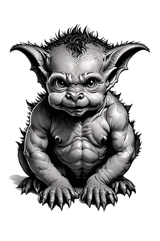 baphet cute baby gargoyle tattoo design idea