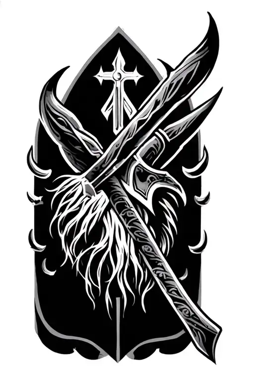 viking sleeve tattoo design combining symbols tattoo design idea