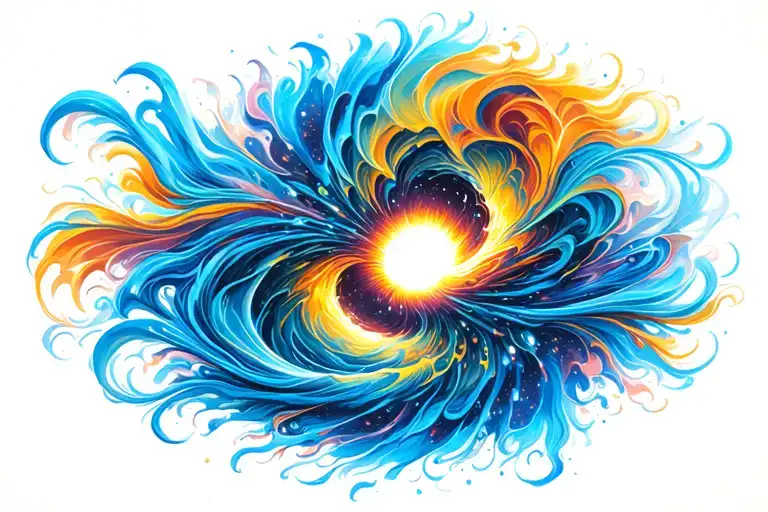 interstellar black hole with psychedelic waves flowing  tattoo design idea
