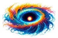 interstellar black hole with psychedelic waves flowing  tattoo design idea