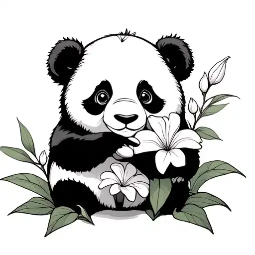 panda Frangipani lilly pilly holding hands tattoo design idea