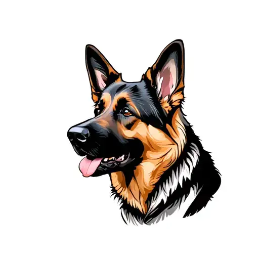 German shepherd silhouette formed with ears down  tattoo design idea