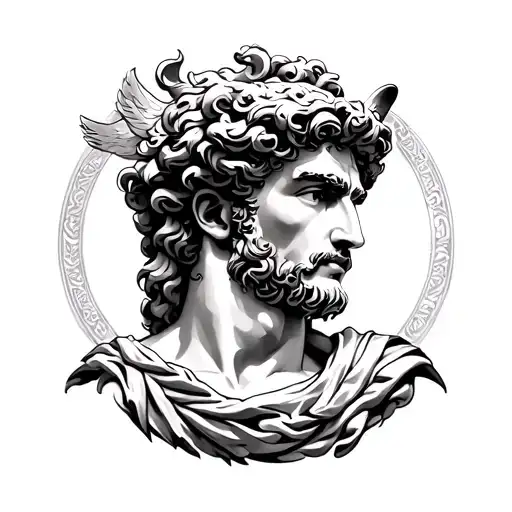 apollo the greek god covering his ears tattoo design idea