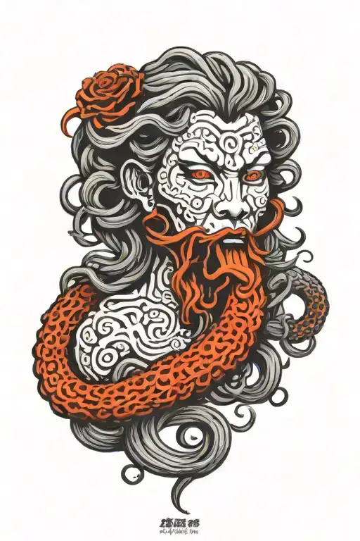 Medusa head emerging tattoo design idea