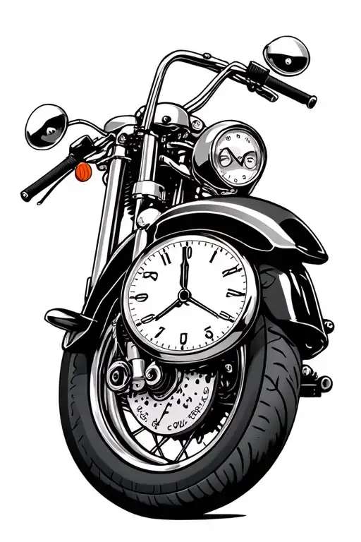 timepiece music motorcycles tattoo design idea