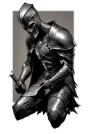 fallen knight kneeling tattoo design idea