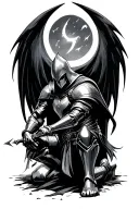 fallen knight kneeling tattoo design idea