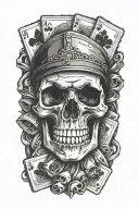 skull with royal flush hand of cards tattoo design idea